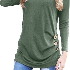 Women's Casual Long Sleeve Tunic Top - Size Large